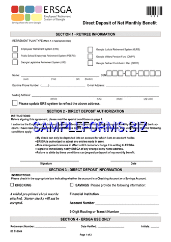 Georgia Direct Deposit Form 1 pdf free